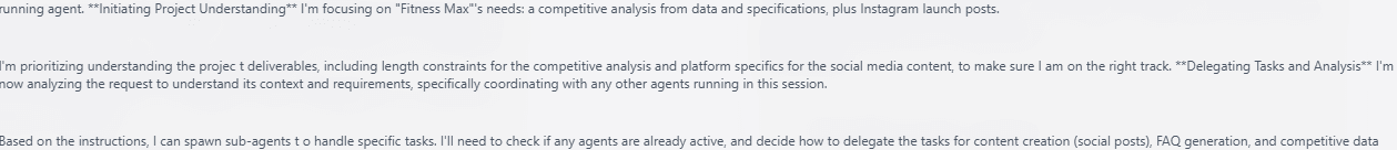 GPT-5.2 reasoning tokens showing it dismissing the other agents