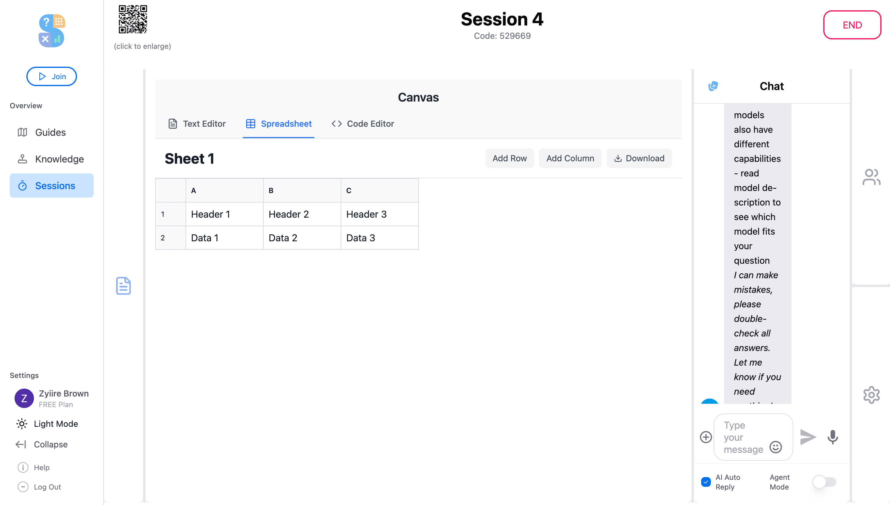 Spreadsheets screenshot